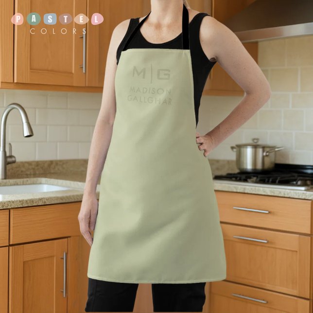 Solid Soft Light Pastel Sage Moss Green Colour Apron (Solid Soft Light Pastel Sage Moss Green Color Apron
)