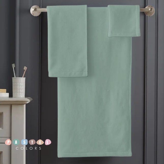Solid Soft Light Pastel Sage Moss Green Colour Bath Towel Set (Solid Soft Light Pastel Sage Moss Green Color Bath Towel Set)
