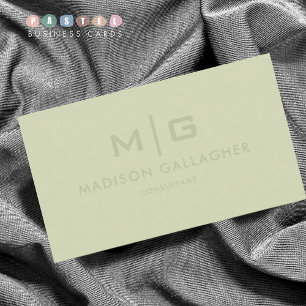 Solid Soft Light Pastel Sage Moss Green Colour Business Card
