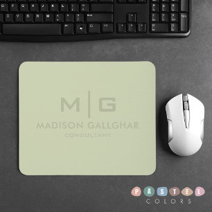 Solid Soft Light Pastel Sage Moss Green Colour Mouse Pad