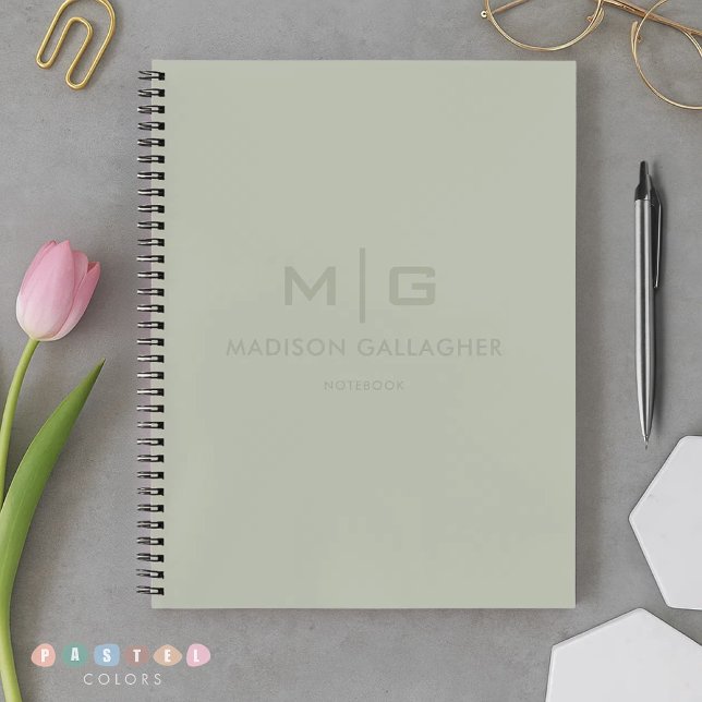 Solid Soft Light Pastel Sage Moss Green Colour Notebook (Solid Soft Light Pastel Sage Moss Green Color Notebook
)