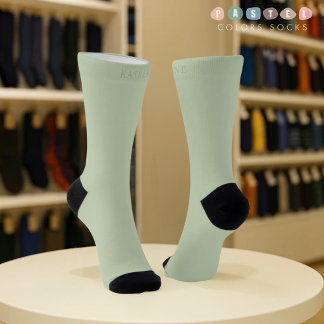 Solid Soft Light Pastel Sage Moss Green Colour Socks