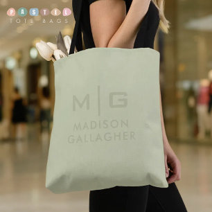 Solid Soft Light Pastel Sage Moss Green Colour Tote Bag