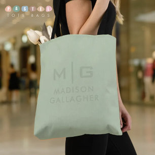 Solid Soft Light Pastel Sage Moss Green Colour Tote Bag