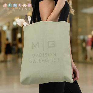 Solid Soft Light Pastel Sage Moss Green Colour Tote Bag