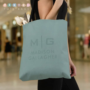 Solid Soft Light Pastel Sage Moss Green Colour Tote Bag
