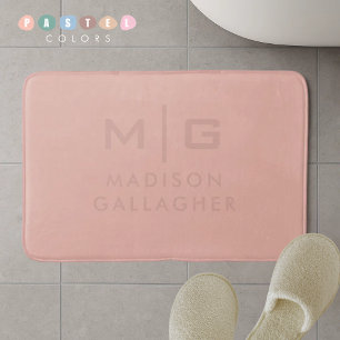 Solid Soft Light Pastel Salmon Peach Pink Color  Bath Mat