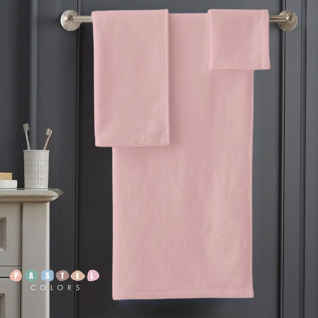 Solid Soft Light Pastel Salmon Pink Colour  Bath Towel Set (Solid Soft Light Pastel Salmon Pink Color Bath Towel Set)