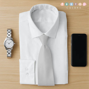 Solid Soft Light Pastel Steel Grey Colour Tie
