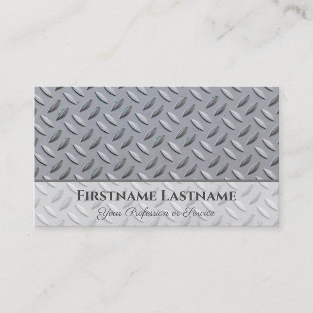 Solid steel pattern metal diamond plate pattern business card (Front)