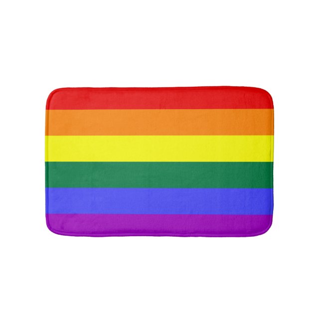 Solid Stripe Rainbow Bath Mat (Front)