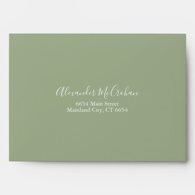 Solid Succulent Sage Green Return Address Mailing Envelope (Front)