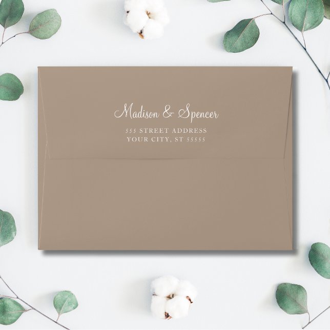 Solid Taupe Wedding 5x7 Envelope (Taupe Wedding Envelope)