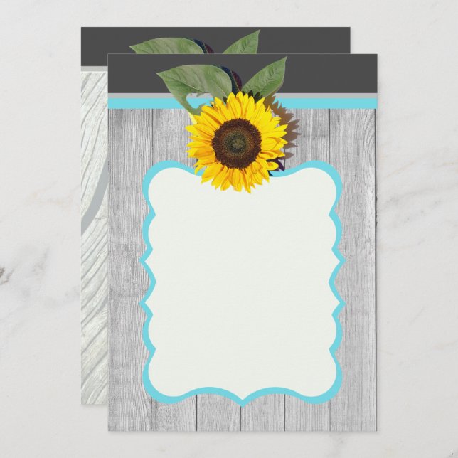 Solid teal blue invitation (Front/Back)
