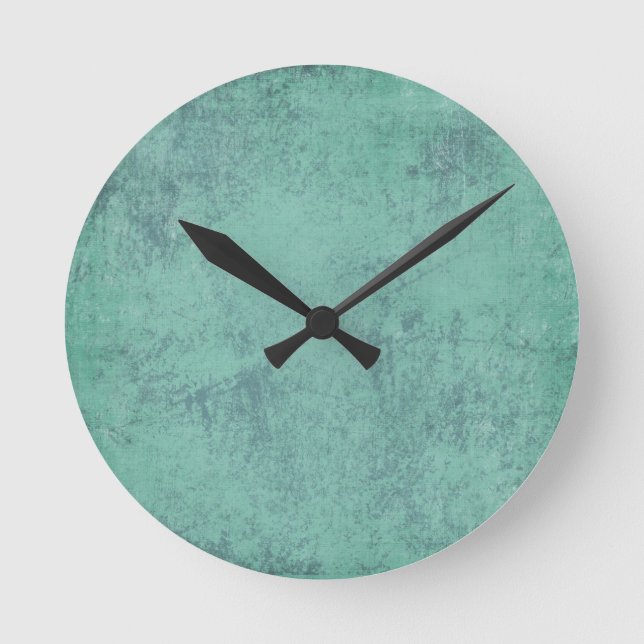 solid_teal CONCRETE SOLID TEAL TEXTURE TEMPLATE BA Round Clock (Front)