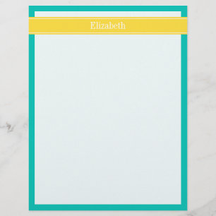 Solid Teal, Pineapple Ribbon Name Monogram