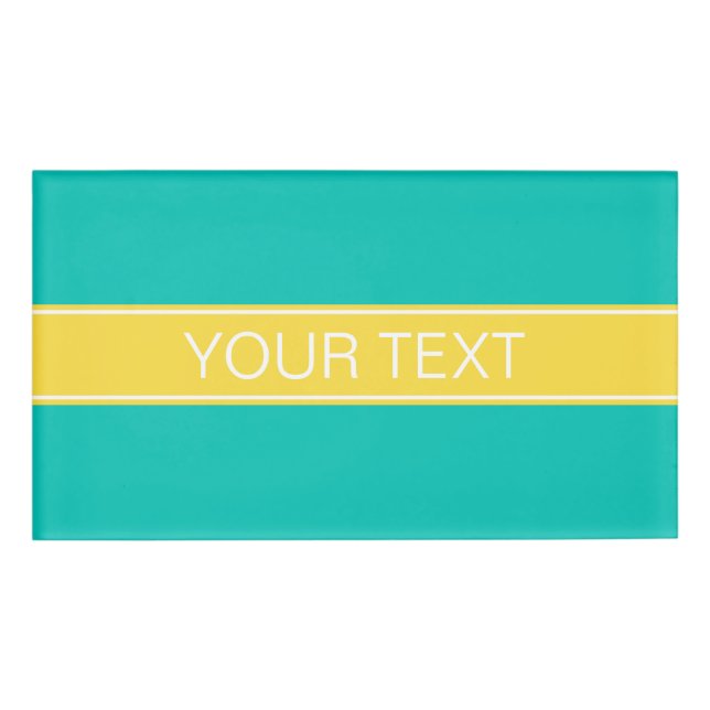 Solid Teal, Pineapple Ribbon Name Monogram Tag (Front)