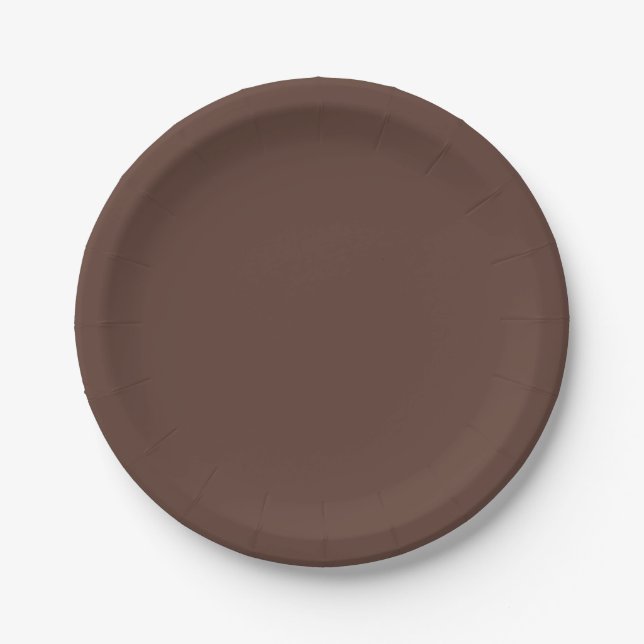 Solid tiramisu dark brown paper plate (Front)