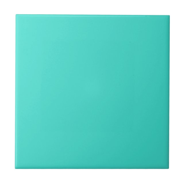 Solid Turquoise Blue Ceramic Tile (Front)