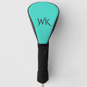 Solid Turquoise Blue Monogram Golf Head Cover