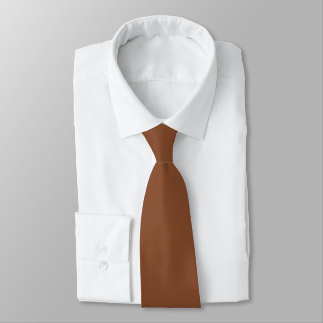 Solid Umber Brown Tie (Tied)