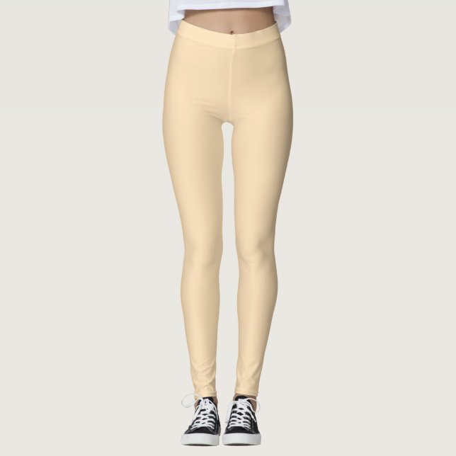 Solid vanilla cream light beige leggings (Front)