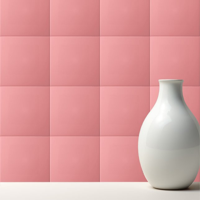 Solid  Watermelon colour plain pink Ceramic Tile (Creator Uploaded)