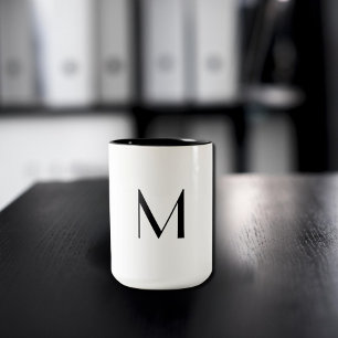  solid white - add  black monogram   Two-Tone coffee mug