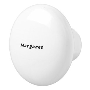 Solid White Ceramic Knob with Your Name in Style