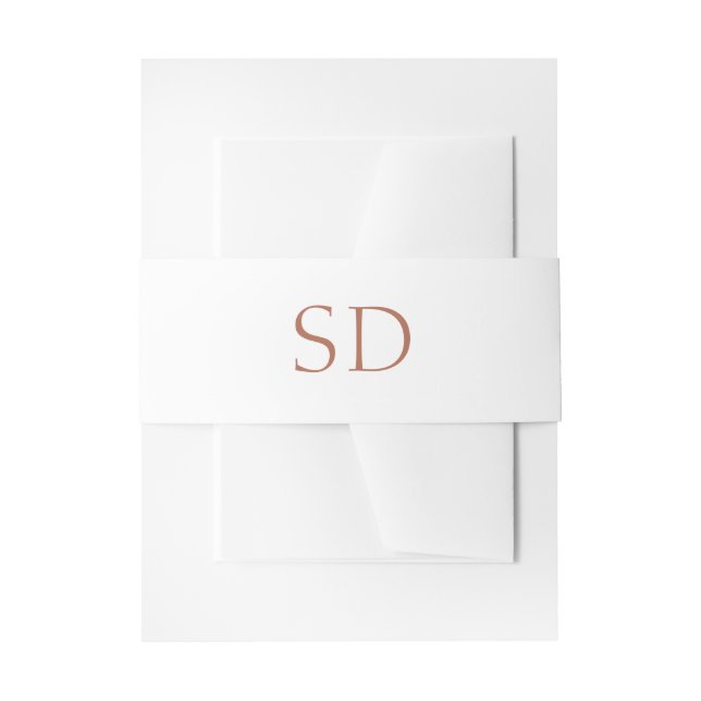Solid White Couple Initials and Date Wedding Invitation Belly Band (Front Example)