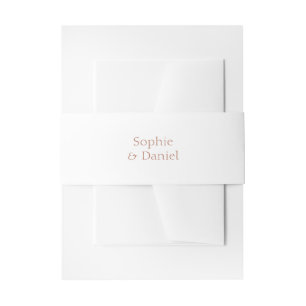 Solid White Couple Names and Date Wedding Invitation Belly Band