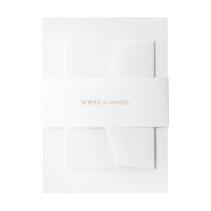 Solid White Couple Names and Date Wedding Invitation Belly Band