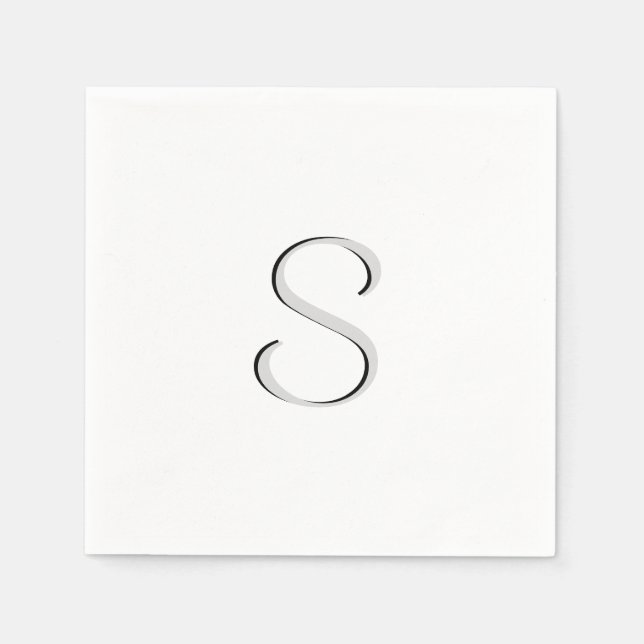 Solid White Initialised Napkin (Front)