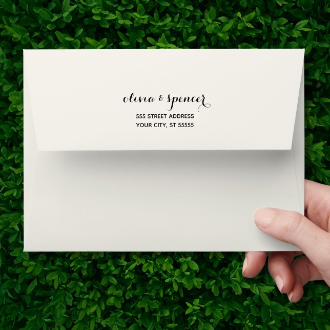 Solid White Script Elegant 5x7 Envelope (Solid White Wedding Envelope)