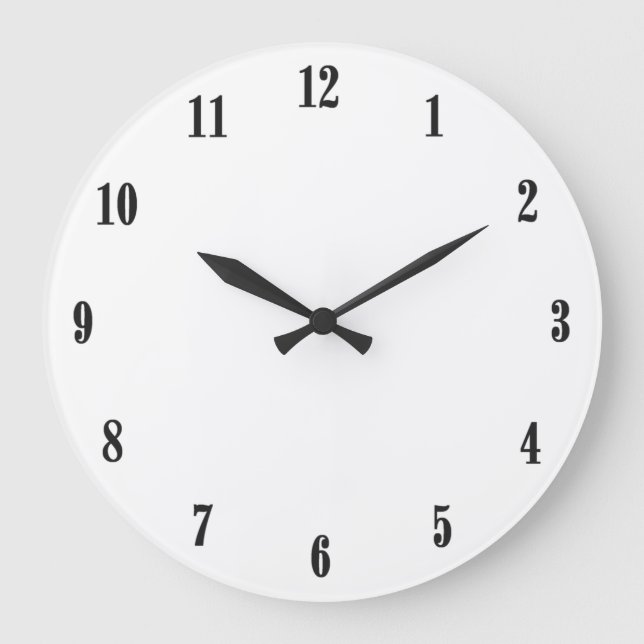 Solid White with Black Numbers Large Clock (Front)