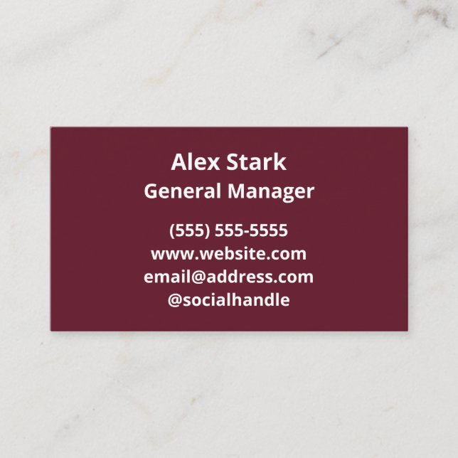 Solid Wine Red Business Cards (Front)