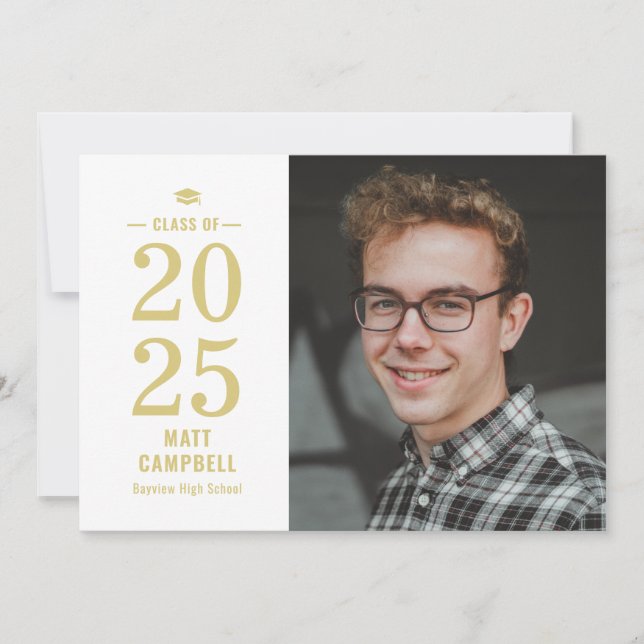 Solid Year Editable Colour Graduation Invitation (Front)