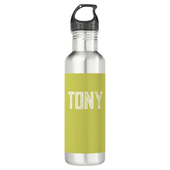 Solid Yellow Green Custom Name Monogram 710 Ml Water Bottle (Front)