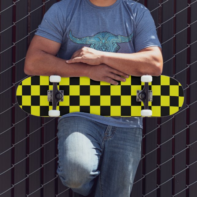 Solid Yellow with Black Square Style Skateboard (Outdoor 3)