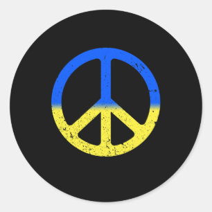 Solidarity And Peace For Ukraine As Peace  Classic Round Sticker