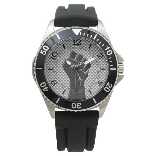 Solidarity Fist Carbon Fibre Decor Style Dial Watch (Front)