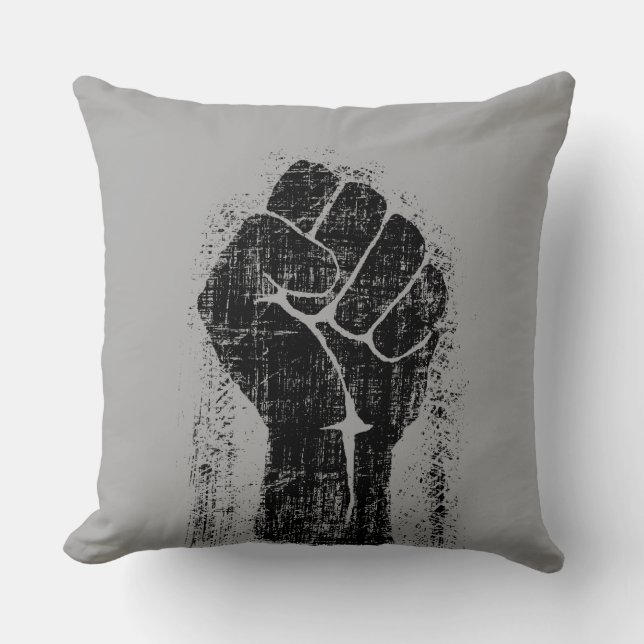 Solidarity Fist Grunge Distressed Style Cushion (Front)