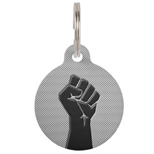 Solidarity Fist in Carbon Fibre Decor Pet Tag