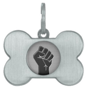 Solidarity Fist in Carbon Fibre Decor Pet Tag