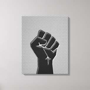 Solidarity Fist in Carbon Fibre Print Style