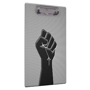 Solidarity Fist in Carbon Fibre Print Style Clipboard