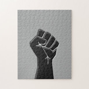 Solidarity Fist in Carbon Fibre Print Style Jigsaw Puzzle