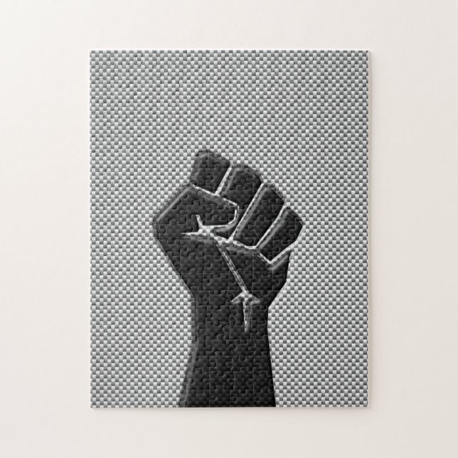 Solidarity Fist in Carbon Fibre Print Style Jigsaw Puzzle (Vertical)