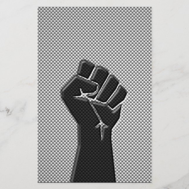 Solidarity Fist in Carbon Fibre Print Style Stationery (Front)