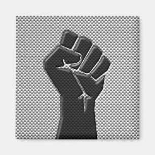 Solidarity Fist in Carbon Fibre Style Magnet